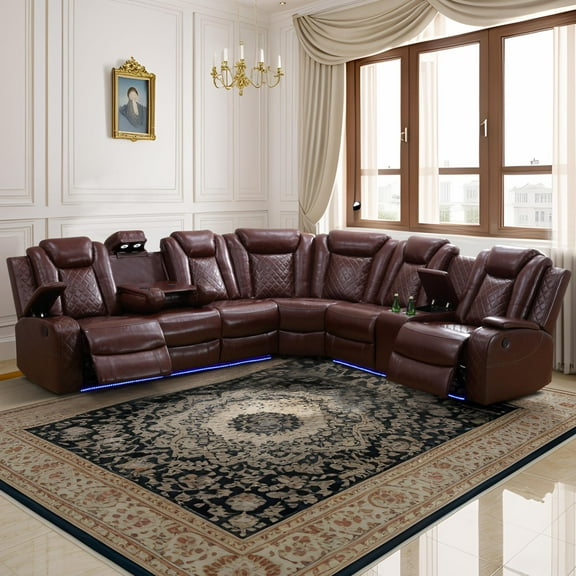 Gewnee Multi-Functional Electric Sofa,Adjustable Height with USB Charging Function,Storage Function,LED Ambient Light and Princess Seat.Brown Red