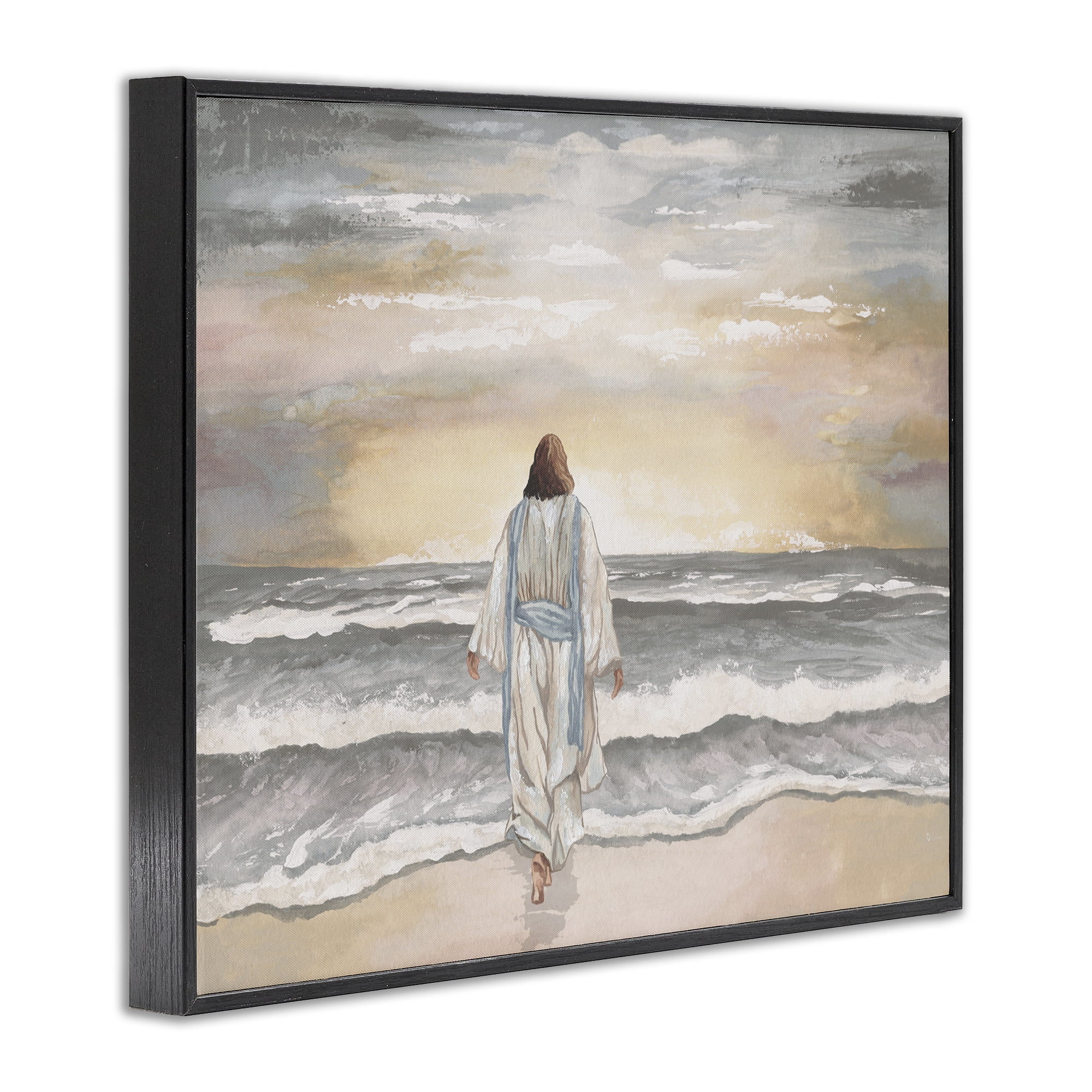 Stupell Industries Jesus Walks The Shore Black Framed Giclee Art, design by Elizabeth Medley