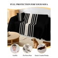thumbnail image 4 of Black Beige Striped Couch Cover for 2 Cushion Sofa, Modern Farmhouse Retro Lines Washable Loveseat Sofa Covers Slipcover for Sectional Sofas L-Shaped, Couch Throw Cover 71"x118", 4 of 9