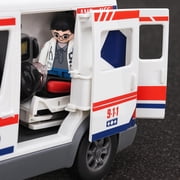 Playkidiz Push & Go Ambulance Toy Playset Emergency Vehicle with Realistic Lights & Sounds, 4 Buildable Figures, Stickers, and Accessories for Ages 3+