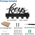 thumbnail image 3 of Wood Keys Holder for Wall 11.8×7.8inch Decorative Key Rack Keychain Hanger Key Hooks Organizer 5 Alloy Hooks for Home Decor Gift Entryway Coat Rack Hallway Office, 3 of 9