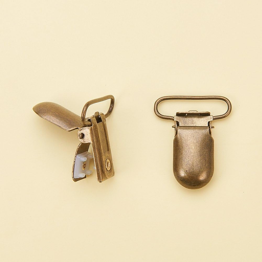 Metal Iron Baby Pacifier Clips Antique Bronze 35x15mm