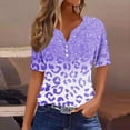 thumbnail image 2 of Jewelreauty Women Casual Short Sleeve T Shirts Summer V Neck Button Lightweight Tops Basic Tunic Tee Blouses (L, Purple), 2 of 4