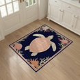 thumbnail image 3 of ODIKA 3'x5' Washable Accent Rug Theme Door Turtle Nautical Coral Seashell Motifs Reef Wave Border for Bedside, Nursery Room, Pet Friendly & Non-Shedding, 3 of 7