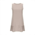 thumbnail image 7 of ZQUUVOU Women's Dress Summer Solid Color Round Neck Sleeveless A Line Mini Dress Khaki,S, 7 of 7