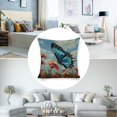 thumbnail image 3 of Blue butterfly flowers Linen toss pillowcase Decoration pillowcase Gift preferred 20x20" Cushion cover 2 set Sofa pillowcase Sofa bedroom living room car, 3 of 8