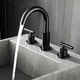 thumbnail image 4 of Grifos de baño de 3 orificios de arco bajo y 2 manijas con válvula y conjunto de desagüe emergente de metal, negro mate, 4 of 5