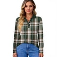 thumbnail image 5 of Women's Polo Shirt Long Sleeve Tops Collared Button Down Golf Tee Casual Spring Summer Work T Shirts Dark Green L, 5 of 5