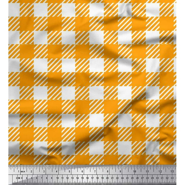 Soimoi Velvet Fabric Gingham Check Decor Fabric Printed Yard 58 Inch Wide