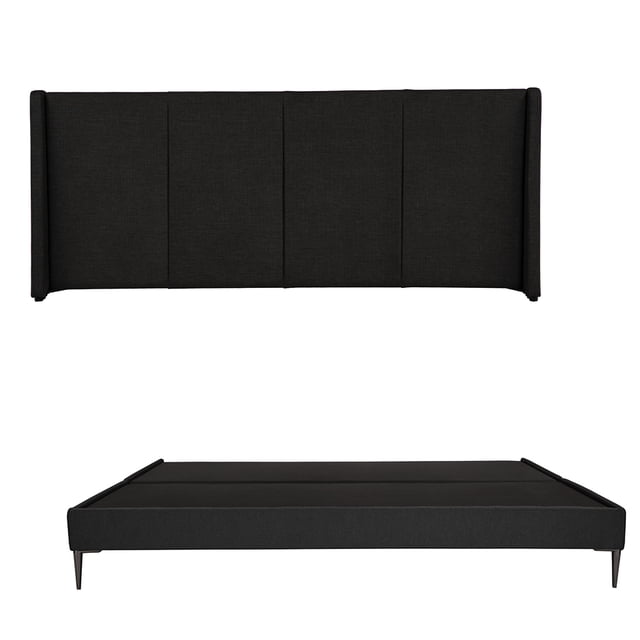 Box Base Cama Slim + Cabecera King Size Dicasa Negro