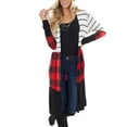 thumbnail image 6 of Munlar Plaid Cardigan Long Sleeve White Lab Coat Christmas Winter Coat for Women, 6 of 7