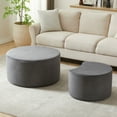 thumbnail image 5 of Eyisean 50" Modern Nesting Coffee Table Set of 2, Upholstered Round Center Tables with Ottoman, Side Table with Corduroy & Foam Fabric for Living Room, Apartment, No Assembly Required, 5 of 11