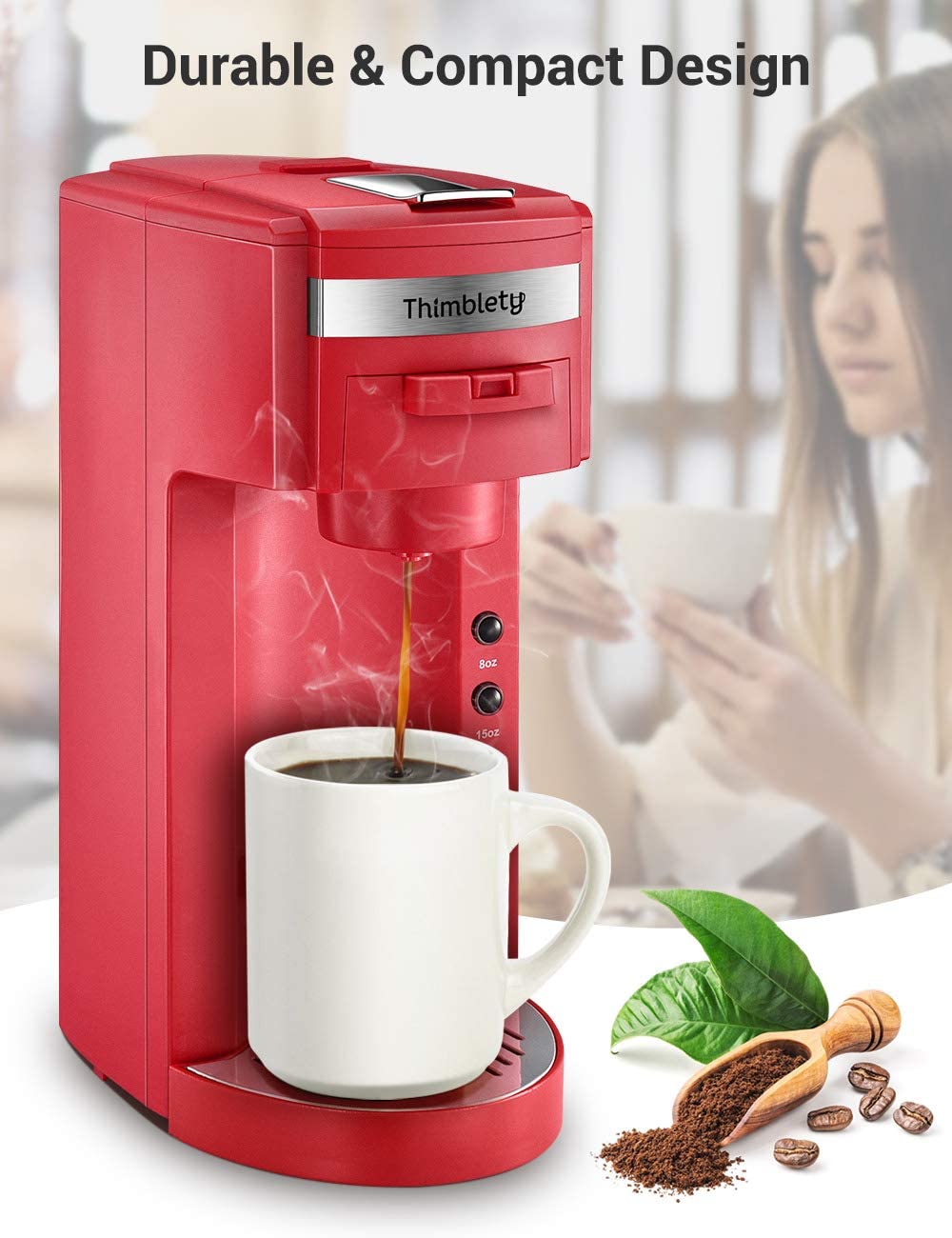 8 To 15oz Brew Sizes Reusable Filter Travel Mug 40 Oz Reservoir Black Compact 4 In 1 Coffee Maker Thimblety Coffee Machine Single Serve Coffee Brewer For K Cup Pods K Cup Pods Grounds Loose Leaf Tea Black Kitchen Dining Home Kitchen