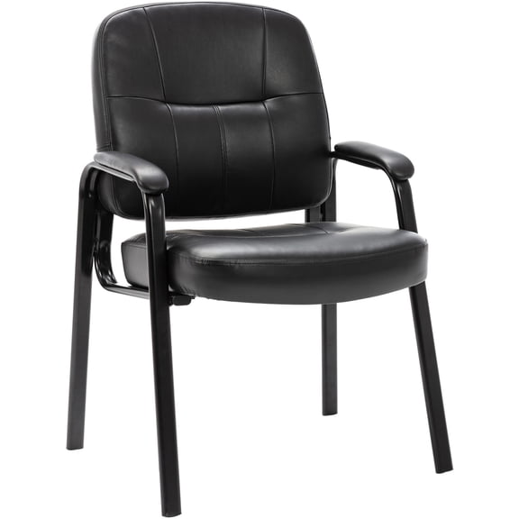 Lorell Black Leather Guest Reception Waiting Room Chair