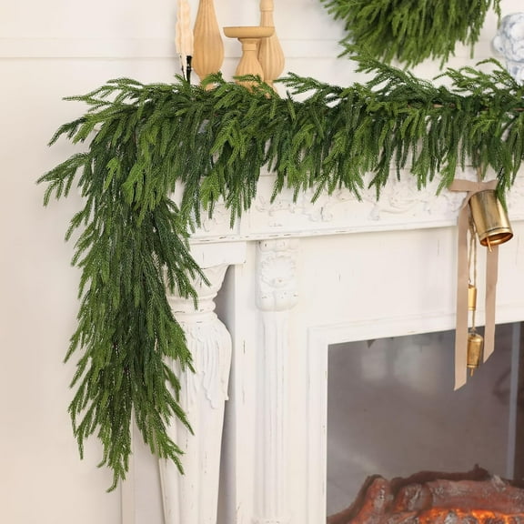 5FT 1PCS Real Touch Norfolk Pine Garland - Artificial Christmas Garland Fake Green Faux Pine Needles Garland for Table Fireplace Mantle Holiday Home Indoor Outdoor Decor by LEJHVAQK