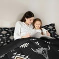 thumbnail image 4 of Homewish Retro Bull Skull 7 Pieces Bedding Comforter Set,Boho Tribal Full Bedding Set,Black Brown Fitted Sheet Flat Sheet For Boys Kids,Breathable Home Decor Reversible, 4 of 8