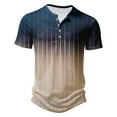 thumbnail image 2 of DDAPJ pyju Big and Tall T-shirts for Men Gradient Color Striped Button Front Short Sleeve Henley Shirt Lightweight Collarless Golf Shirts Summer Casual Workout Tee Clearance Sale Khaki S, 2 of 4