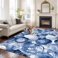 thumbnail image 3 of Area Rug 72×108in, Watercolor Blue Sea Shell Ocean Conch Floor Carpet Living Room Rug, Nautical Marine Creature Non-Slip Welcome Mat Indoor Rugs for Bedroom Dining Room, 3 of 9