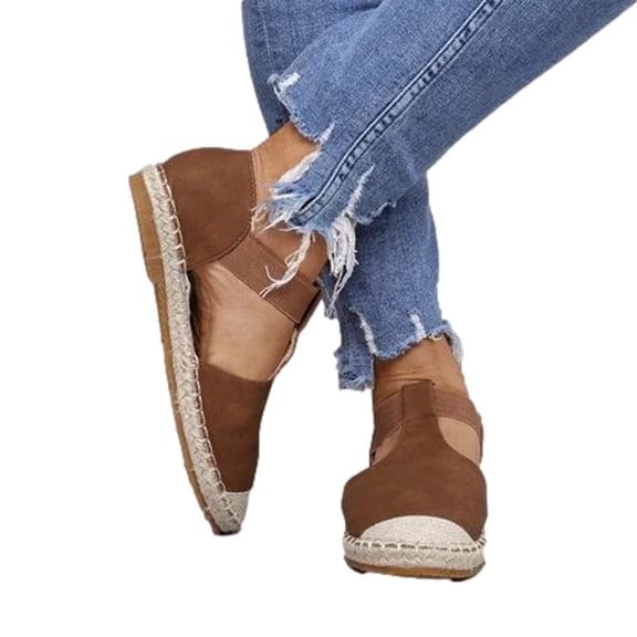 Samickarr Summer Sandals For Women Indoor And Outdoor Wide Summer Ladies Shoes Flat Straw Woven Casual Round Toe Women's Sandals Outwear