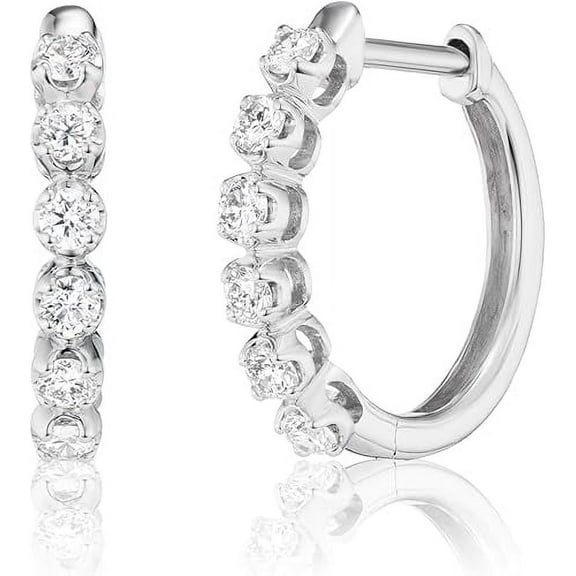 Divine Creation925 Sterling Silver 1.50 Ct Round Cut White Diamond Hoop Earrings For Women's 14K White Gold Plated