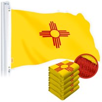 G128 5 Pack: New Mexico NM State Flag | 2x3 Ft | StormFlyer Series Embroidered 220GSM Spun Polyester | Embroidered Design, Indoor/Outdoor, Brass Grommets, Heavy Duty, All Weather