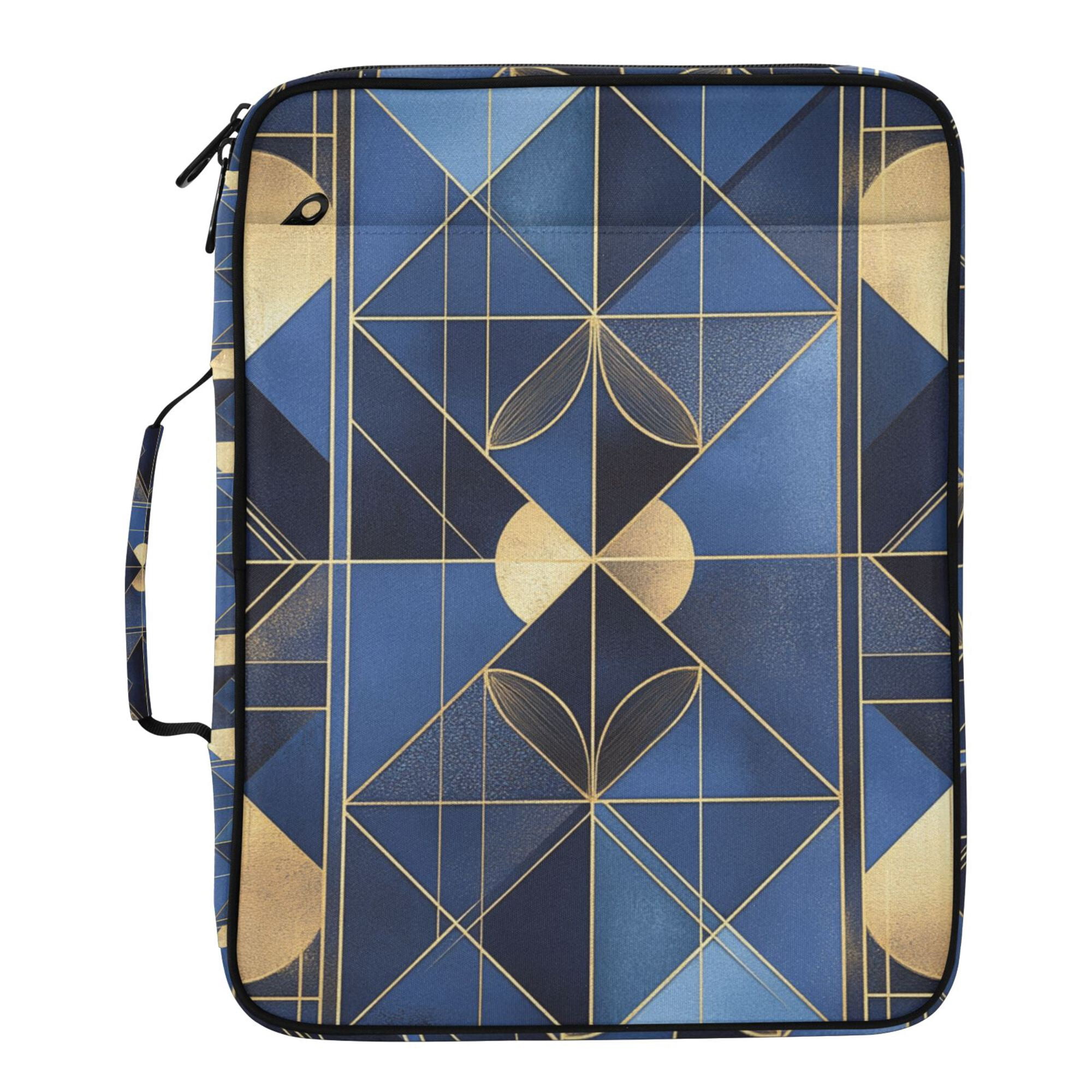 FORMRS Accordion File Folder A4 Size 7-Pocket Expanding Document Organizer Bag with 3 Ring Binder, Blue Geometric Pattern