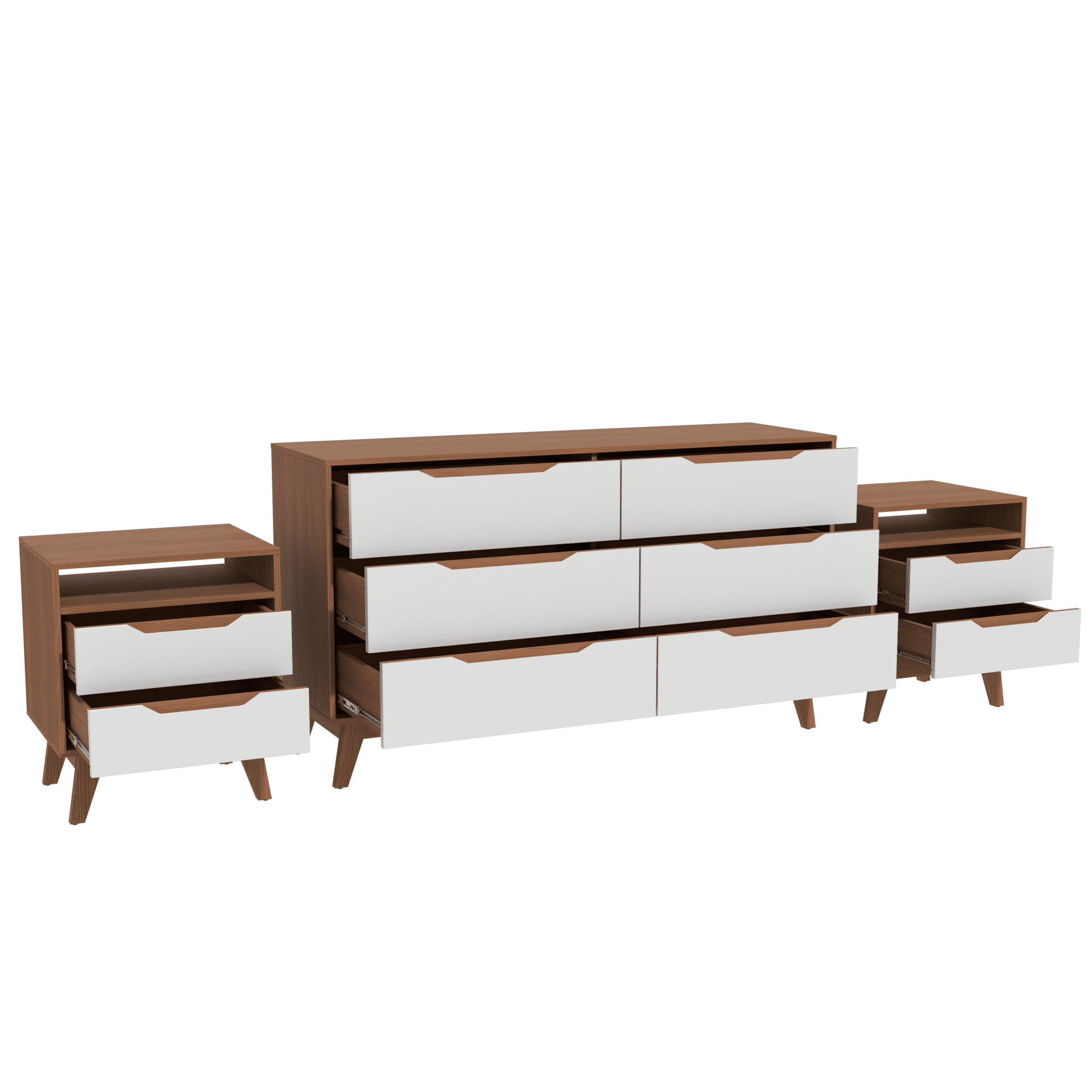 Kappesberg Bedroom Furniture Set with 6-Drawer Dresser and 2 Nightstands, Golden Oak/White – Modern Storage Combo