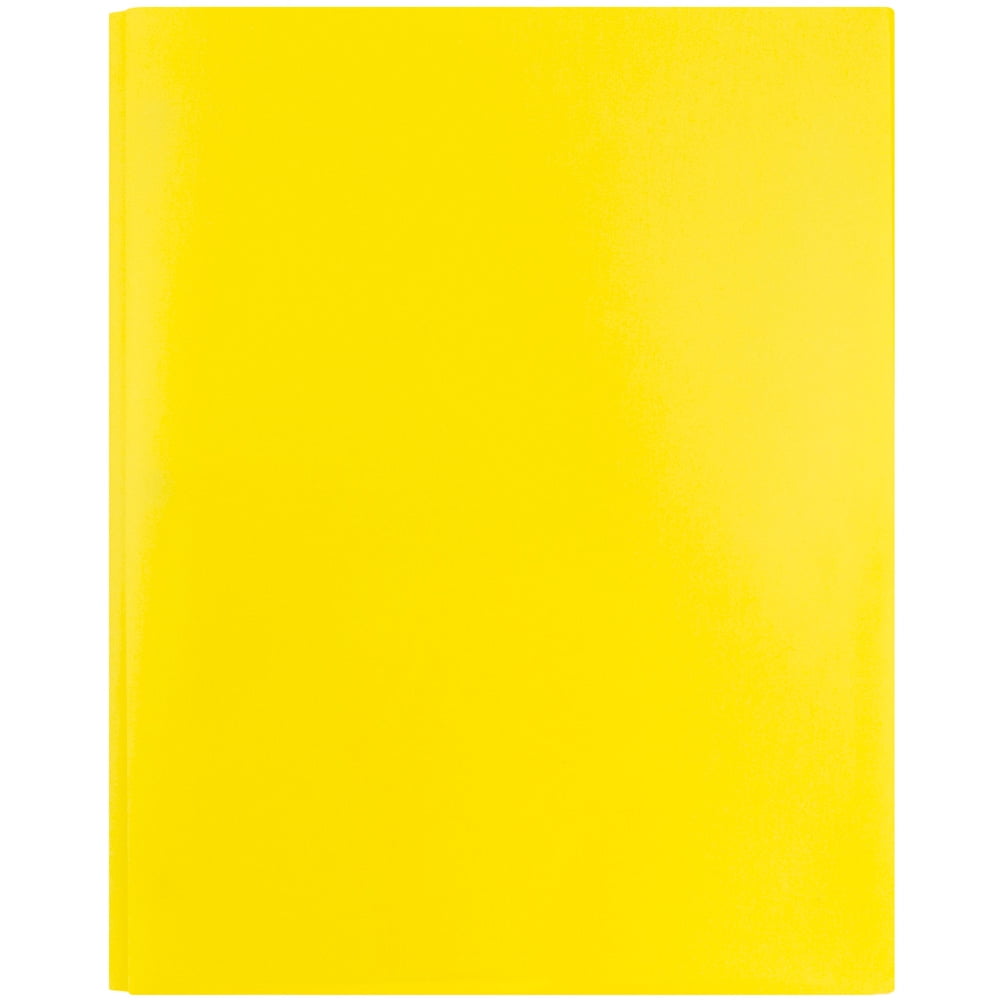 JAM Paper Plastic 2 Pocket School POP Folders with Metal Prongs Fastener Clasps, Yellow, Bulk 96/pack