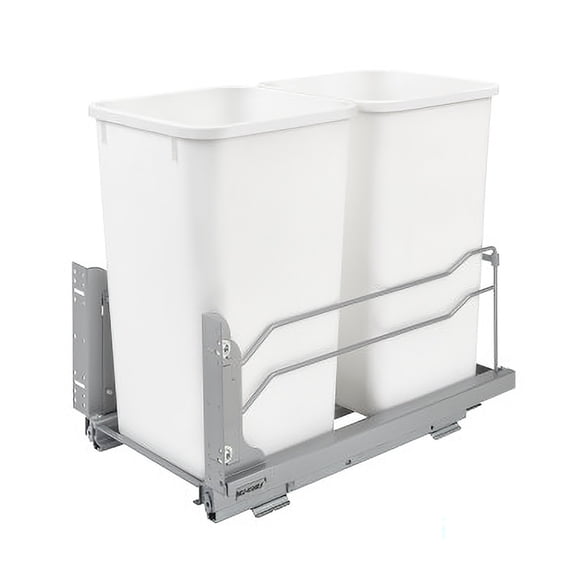 Rev-A-Shelf Double 27 Quart Pullout Soft Close Waste Container, White