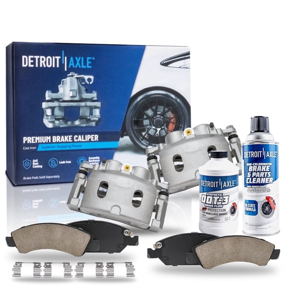 Detroit Axle - Front Brake Kit for Chevy GMC Silverado Sierra Express Savana Suburban Yukon XL 1500 Tahoe Avalanche Cadillac Escalade Disc Brake Calipers w/Brackets Ceramic Brakes Pads