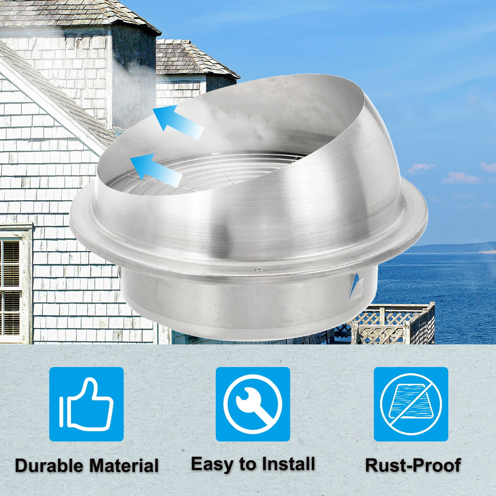 Uxcell 6 Inch Dryer Vent Cover, Stainless Steel Exterior Wall Air Vent for HVAC Ducting