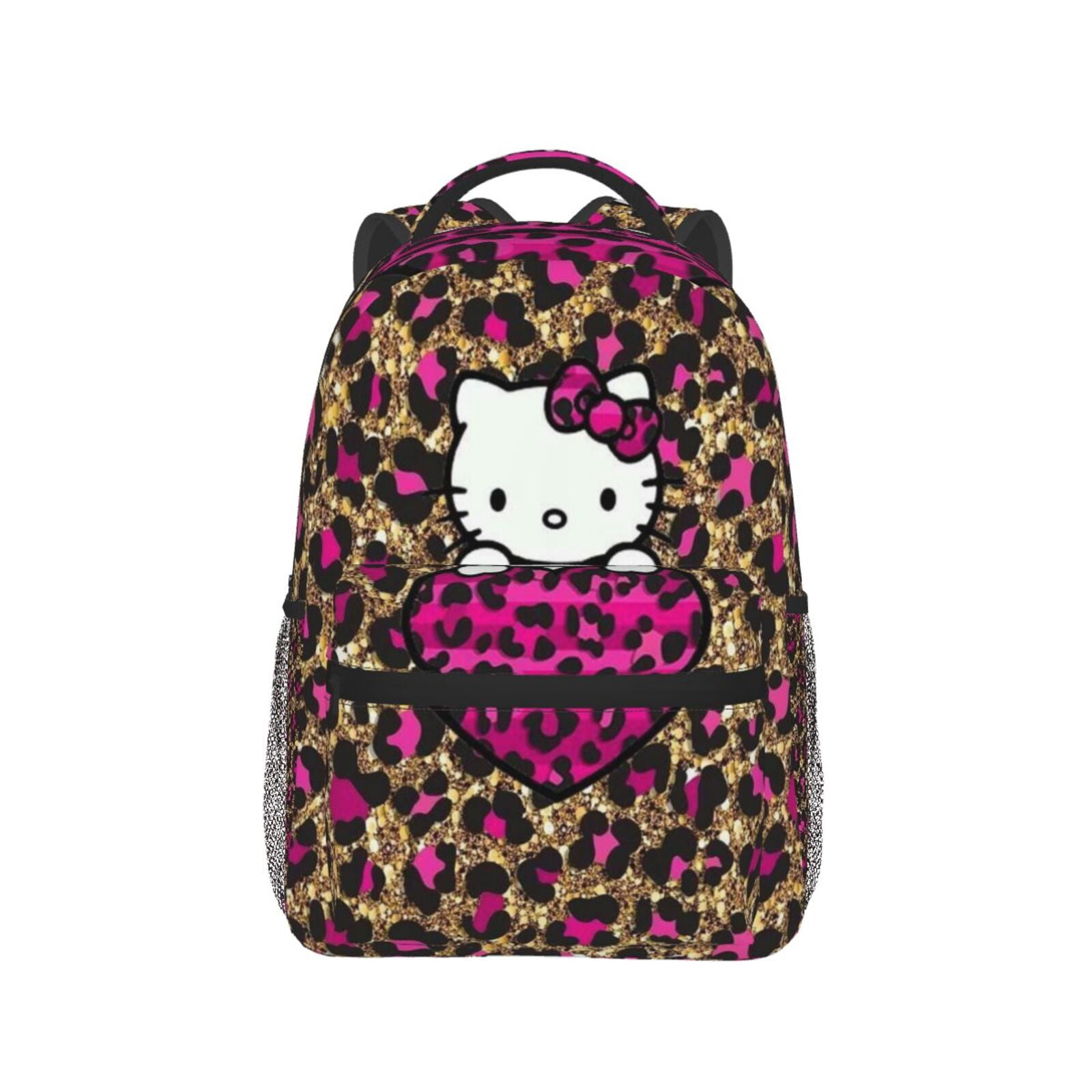 Retired Sanrio Hello Kitty Plush Zipper Backpack Pink Leopard Cheetah Print 14\