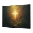 thumbnail image 3 of CozyNet Radiant Cross Glowing In A Dark Forest, Symbolizing Guidance, Hope, And Holy Divine Strength Wall Art Prints With Frame Canvas Perfect for Living Room & Bedroom, Wall Decor 16"x20", 3 of 10