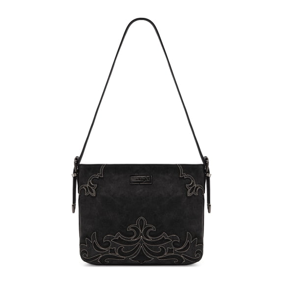 Wrangler Hobo Shoulder Bag for Women Western Crossbody Purse Large Capacity with Adjustable Strap, Black