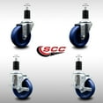 thumbnail image 2 of 4 Inch SS Solid Poly Wheel Swivel 1-1/2 Inch Expanding Stem Caster Set 2 Brakes, 2 of 2