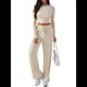 thumbnail image 1 of Conjunto Deportivo Y2K de Dos Piezas para Mujer, con Larga, Top Ajustado y Pantalones Anchos, Ideal para y Otoño Albaricoque L, 1 of 8