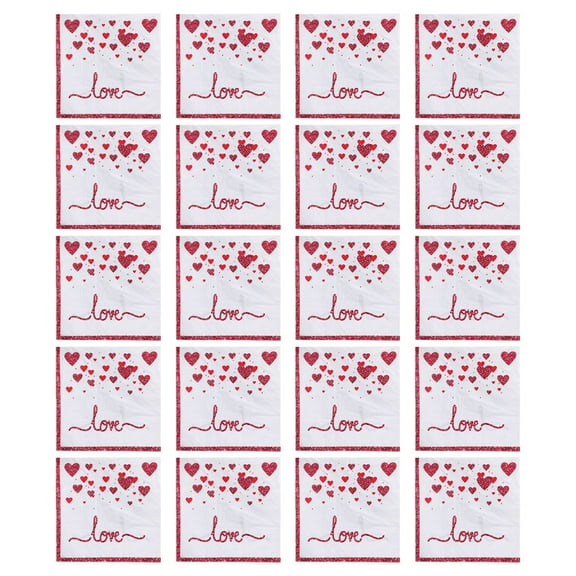 HOMEMAXS  40 Pcs Anniversary Decorations Valentine's Day Pattern Paper Puppy Pet Personalized Napkins White