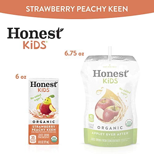 (5 pack) Honest Kids Organic Strawberry Peachy Keen Fruit Juice, 6 fl oz, 8 Juice Boxes