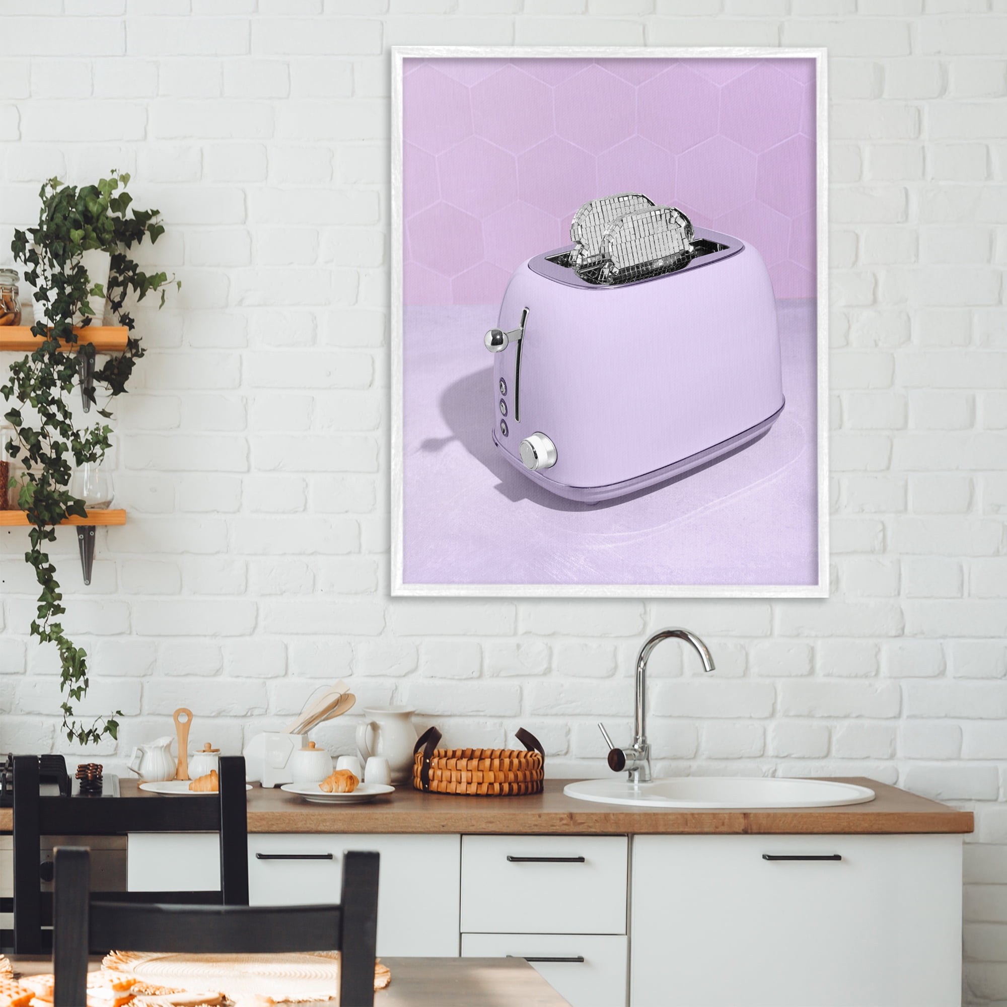 Stupell Industries Disco Toast over Purple White Framed Giclee Art, design by LISH Creative