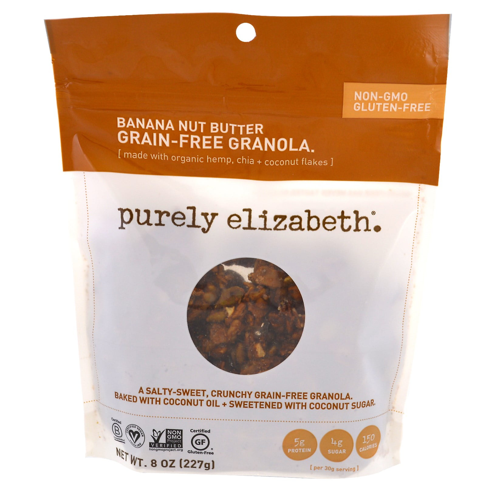 Purely Elizabeth, GrainFree Granola, Banana Nut Butter, 8 oz (pack of
