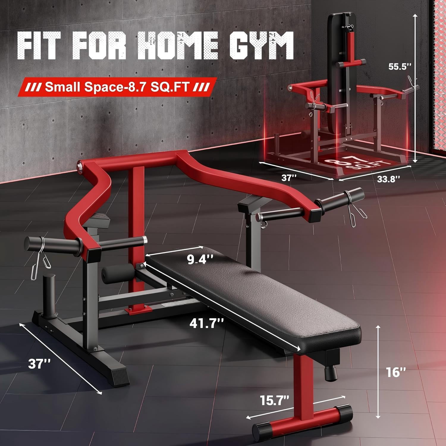 Chest Press Machine, Weight Bench Press Machine with Independent Arms, Adjustable Flat Incline Bench Press for Chest, AB Workout Home Gym Equipment