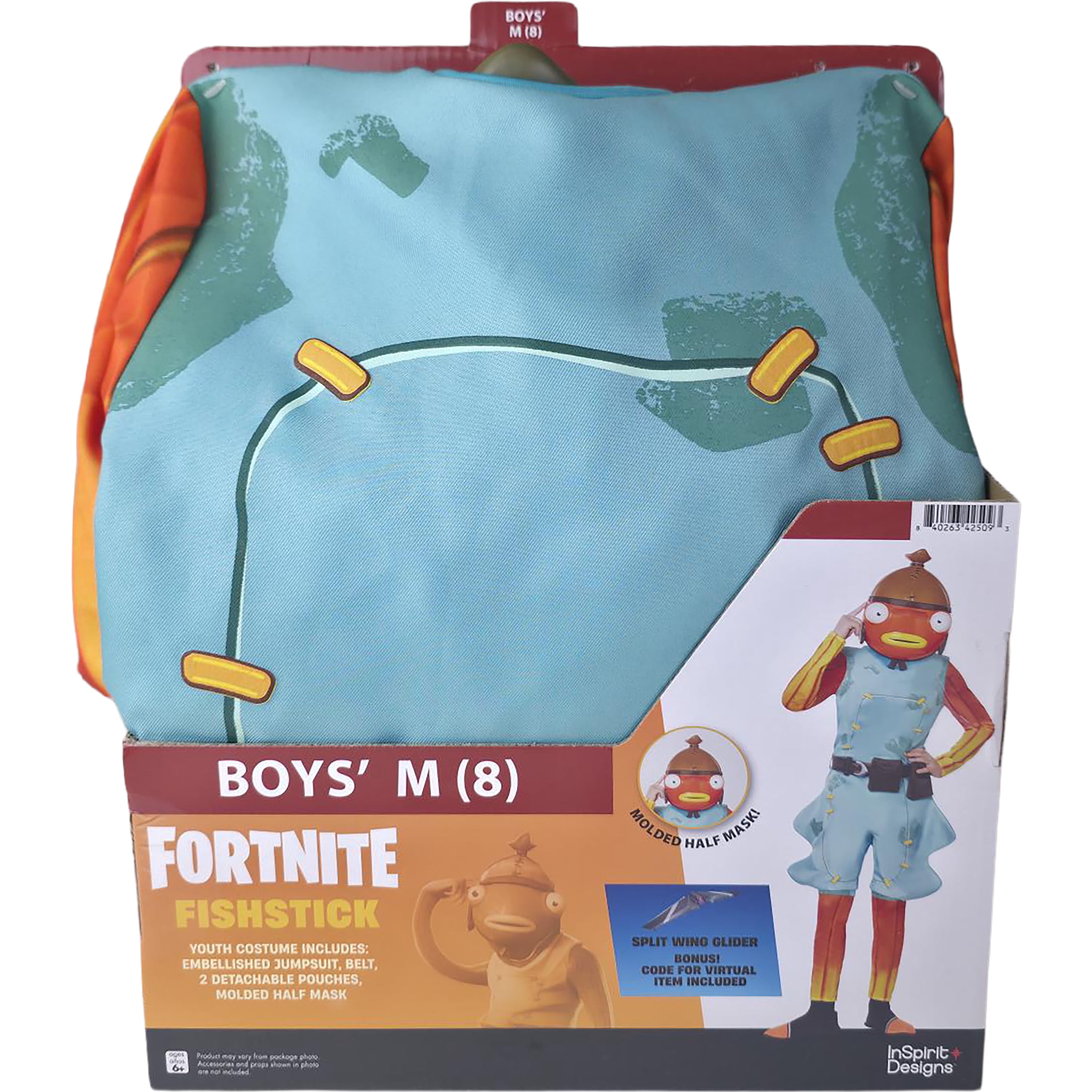 Fortnite Fishstick Halloween Costume for Children, 5-Piece, Boys' Size M (8), by InSpirit Designs