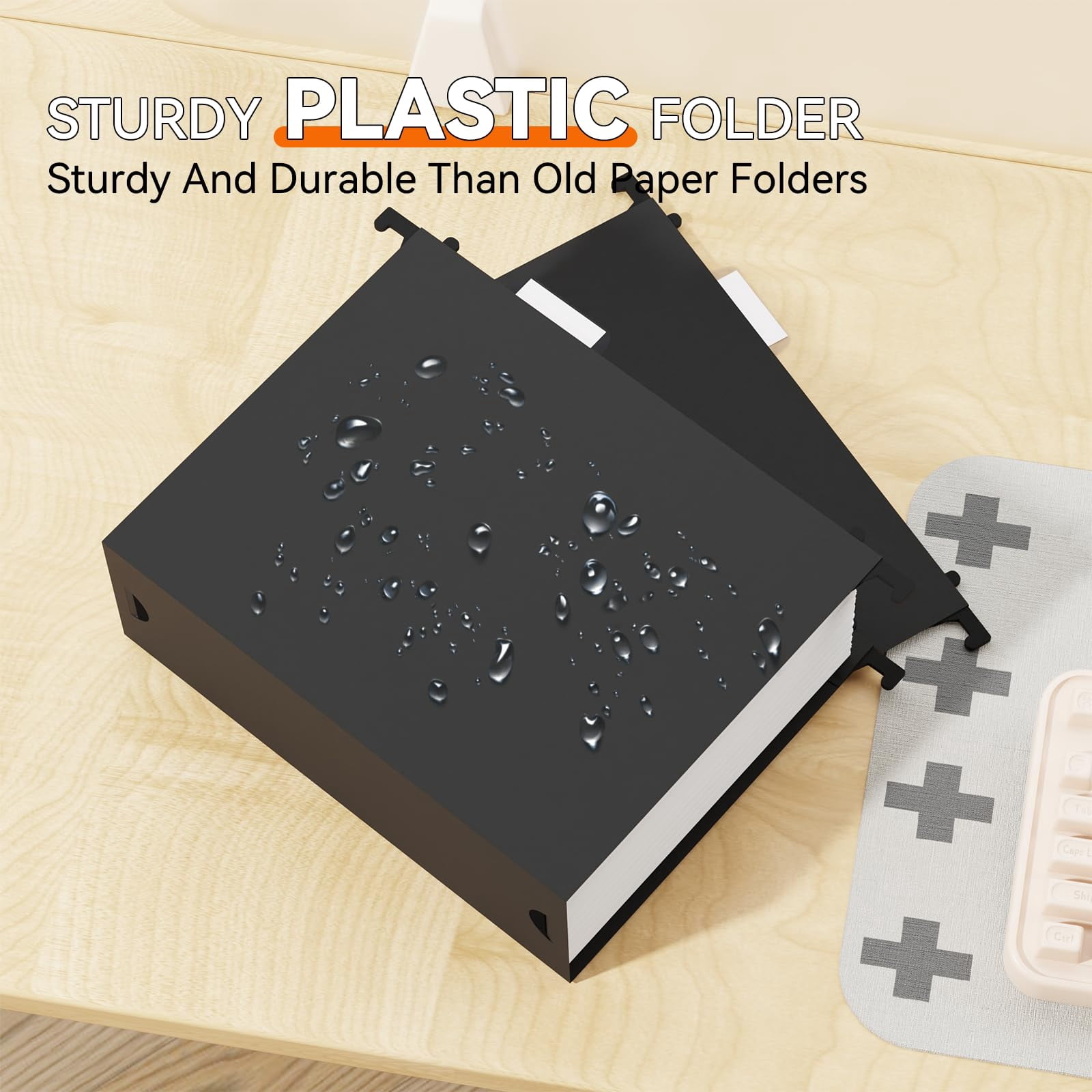 Plastic Hanging File Folder Extra Capacity 3" Expansion Large Organizer 12 Pack Reinforced Hang Folders With Tabs 12 Colored Letter For Filing Cabinet/file Box/frame