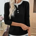 thumbnail image 2 of Ashirexll Long Sleeve Shirts for Winter Tops for Fashion Round Neck Button Pullover Brushed Soft T-Shirt Top, 2 of 7