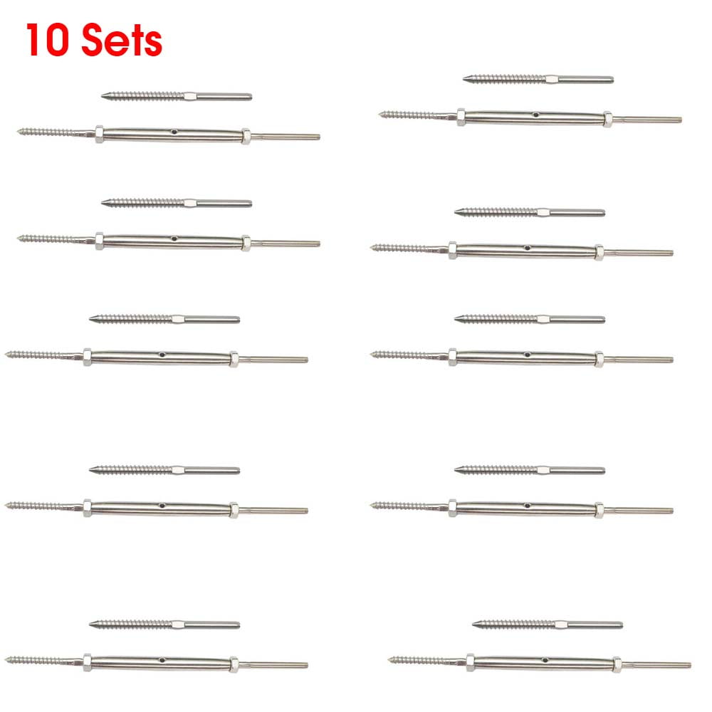Stainless Steel Stud Hand Swage Cable Railing for 1/8” Cable 10-Counted 