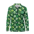 thumbnail image 2 of Uorisanigo St. Patrick's Day Leaf Womens Long Sleeve Golf Shirt Soft Comfortable Cute Moisture Wicking Casual Tennis Activewear Washable Tennis Tops for Workout Sports, 2 of 7