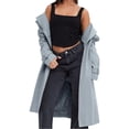 thumbnail image 4 of Double Breasted Women Solid Color Casual Long  Trench Coat with Belt, 4 of 6