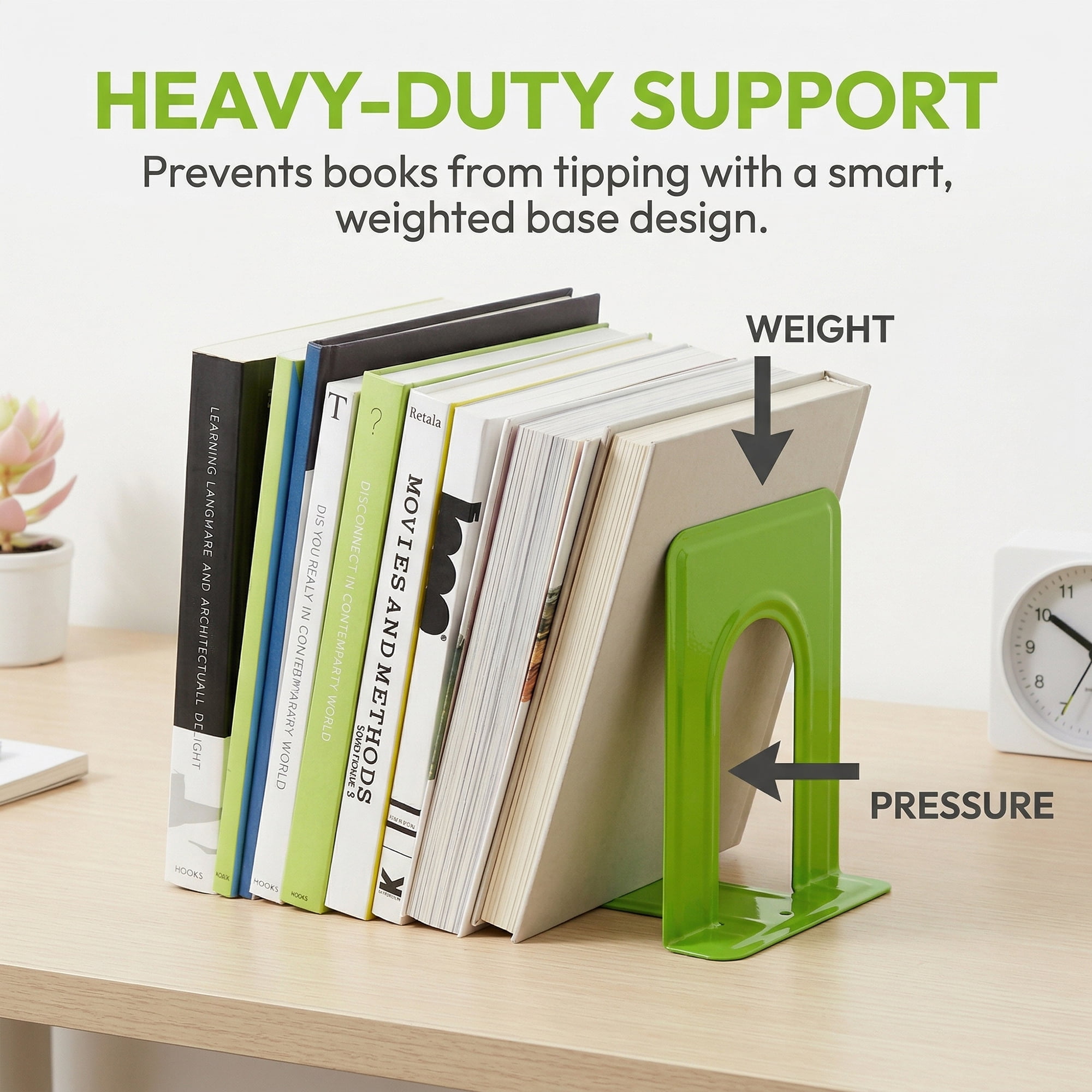 Unique Bargains Expandable Iron Bookends with Compartments Green 5"L x 5.8"W x 6.7"H