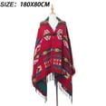 thumbnail image 2 of Poncho con flecos estilo bohemio informal para mujer, cárdigan holgado con estampado vintage para clima frío, manta navideña, bufanda, regalos, 2 of 5