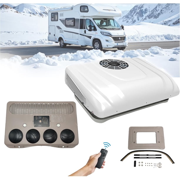 Aspligo Aire Acondicionado de Techo para RV 12V 13500 BTU, Control Remoto, Integrado, para Autocaravanas, Camiones y Campers